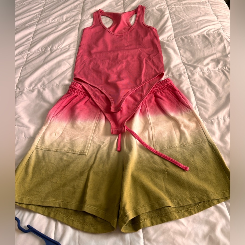 2piece short set with body suit